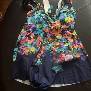 Johnny Was Multicolor Floral One Piece Swimsuit